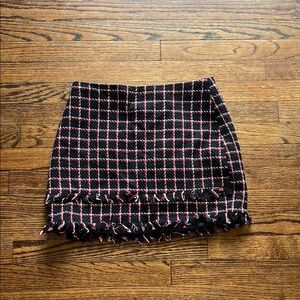 Chic Black and Pink Tweed Skirt